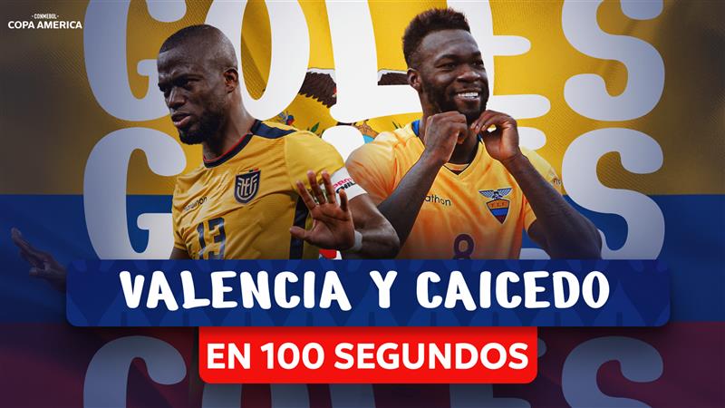 Thumbnail do vídeo: 100 seconds of goals by ENNER VALENCIA and FELIPE CAICEDO in the CONMEBOL Copa América™
