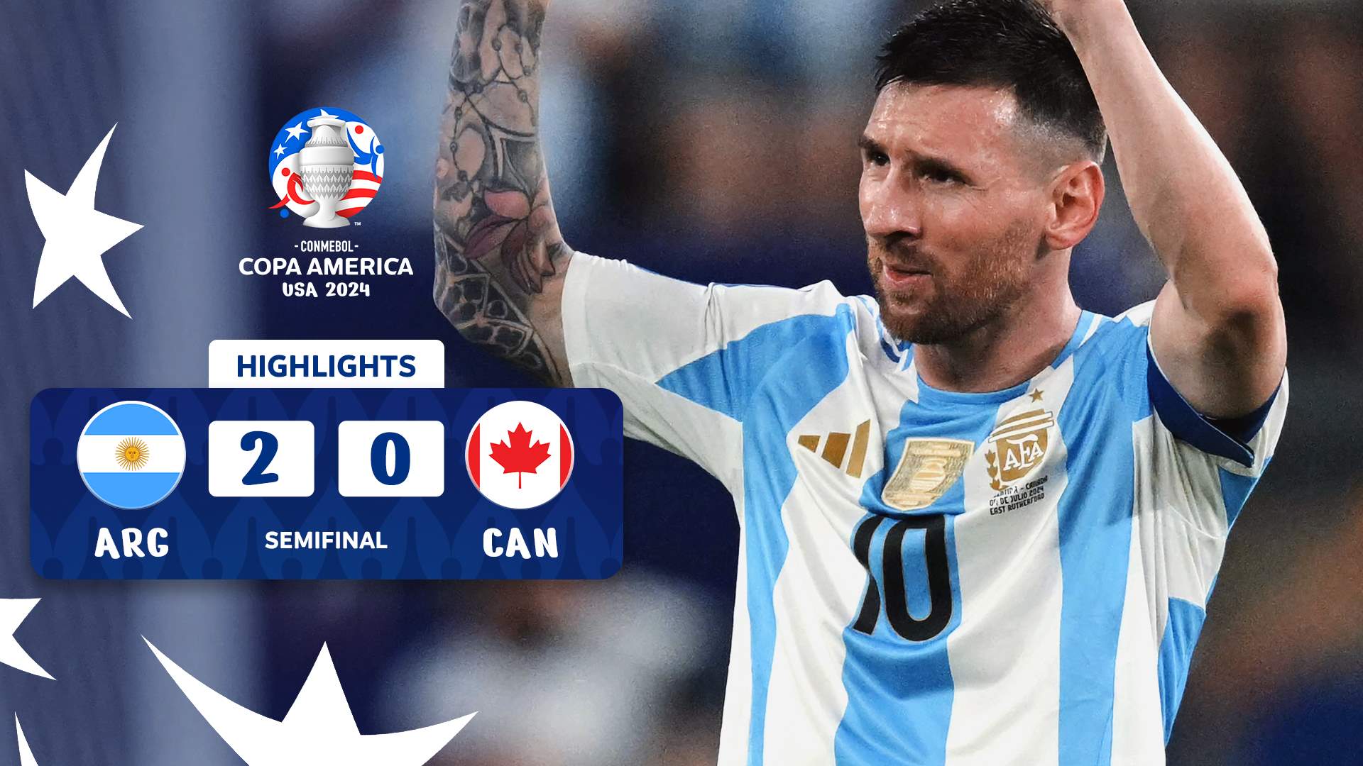 Thumbnail do vídeo: Melhores Momentos: Argentina 2-0 Canadá | CONMEBOL Copa América USA 2024™