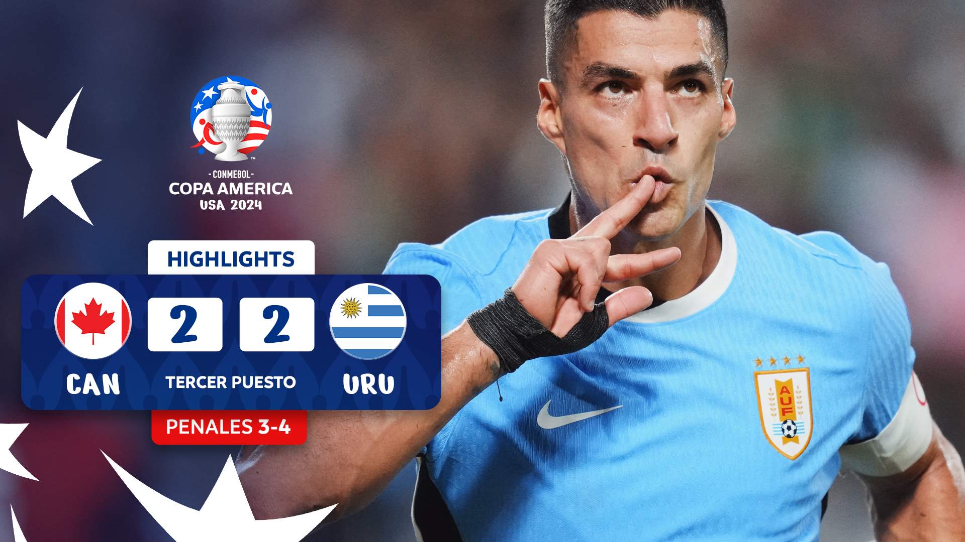Thumbnail do vídeo: Melhores Momentos: Canadá (3) 2-2 (4) Uruguai | CONMEBOL COPA AMÉRICA USA 2024™