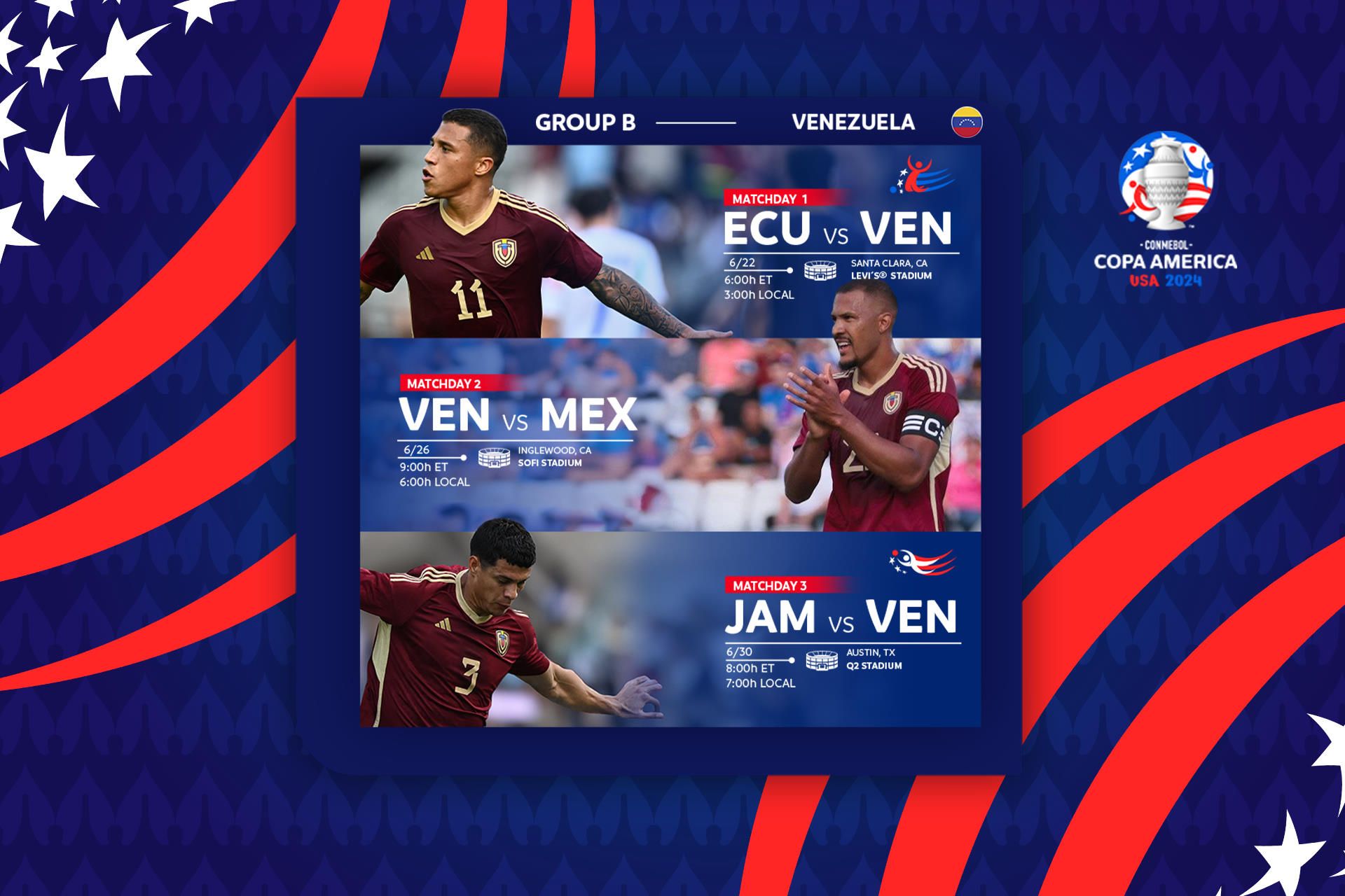When does Venezuela play during CONMEBOL Copa América™?