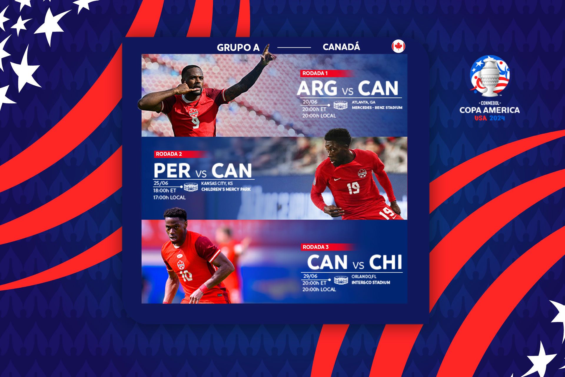 Quando o Canadá joga pela CONMEBOL Copa América 2024™?