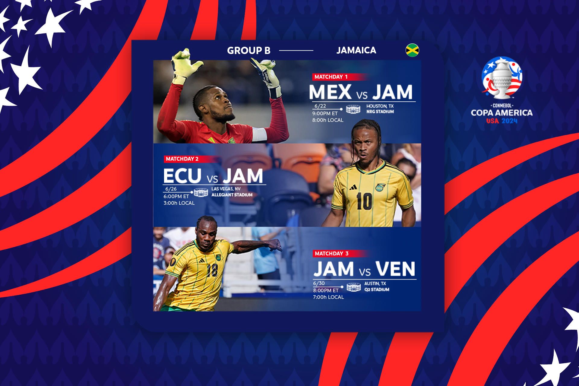 When does Jamaica play during CONMEBOL Copa América 2024™?
