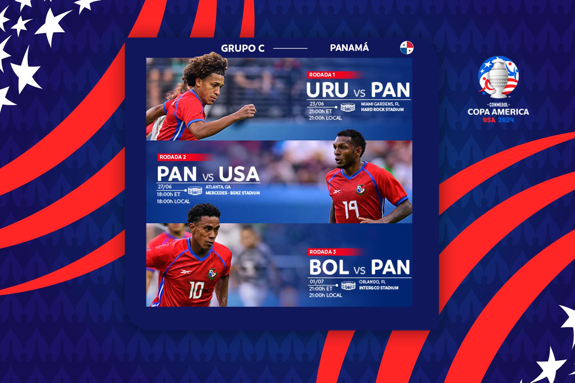 Quando o Panamá joga na CONMEBOL Copa América 2024™?
