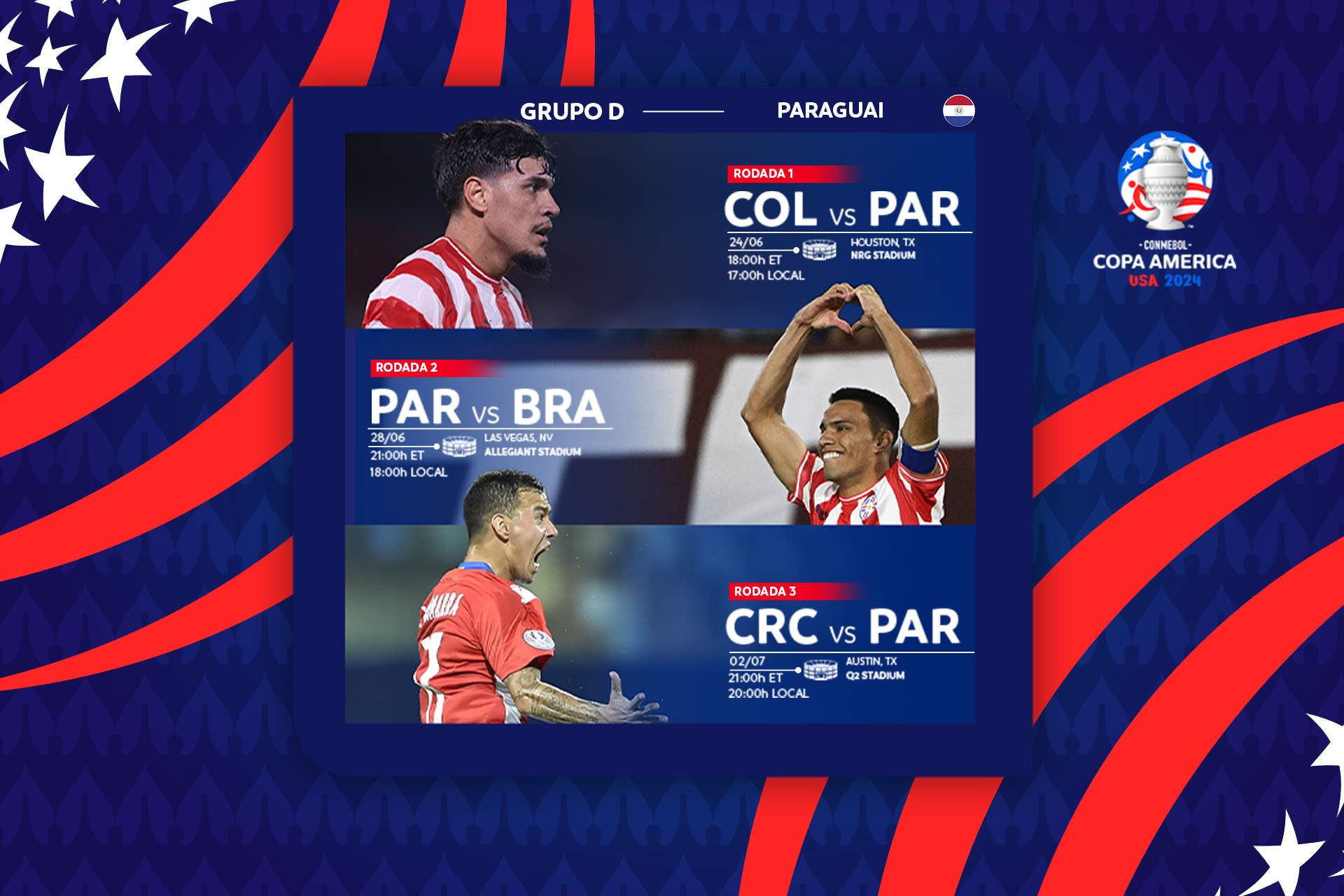 Quando o Paraguai joga na CONMEBOL Copa América 2024™?