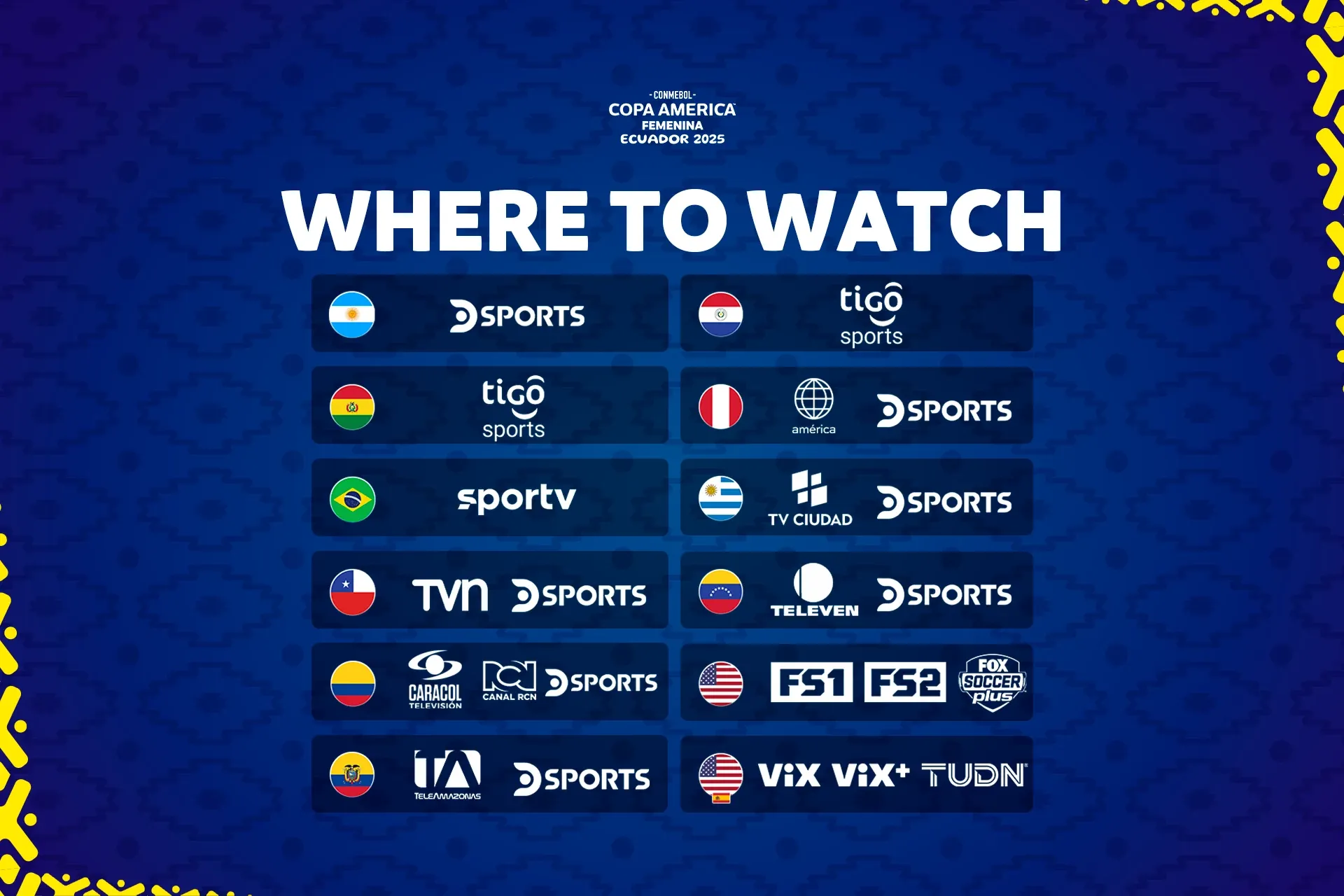 Where to Watch the CONMEBOL Copa América Femenina 2025™
