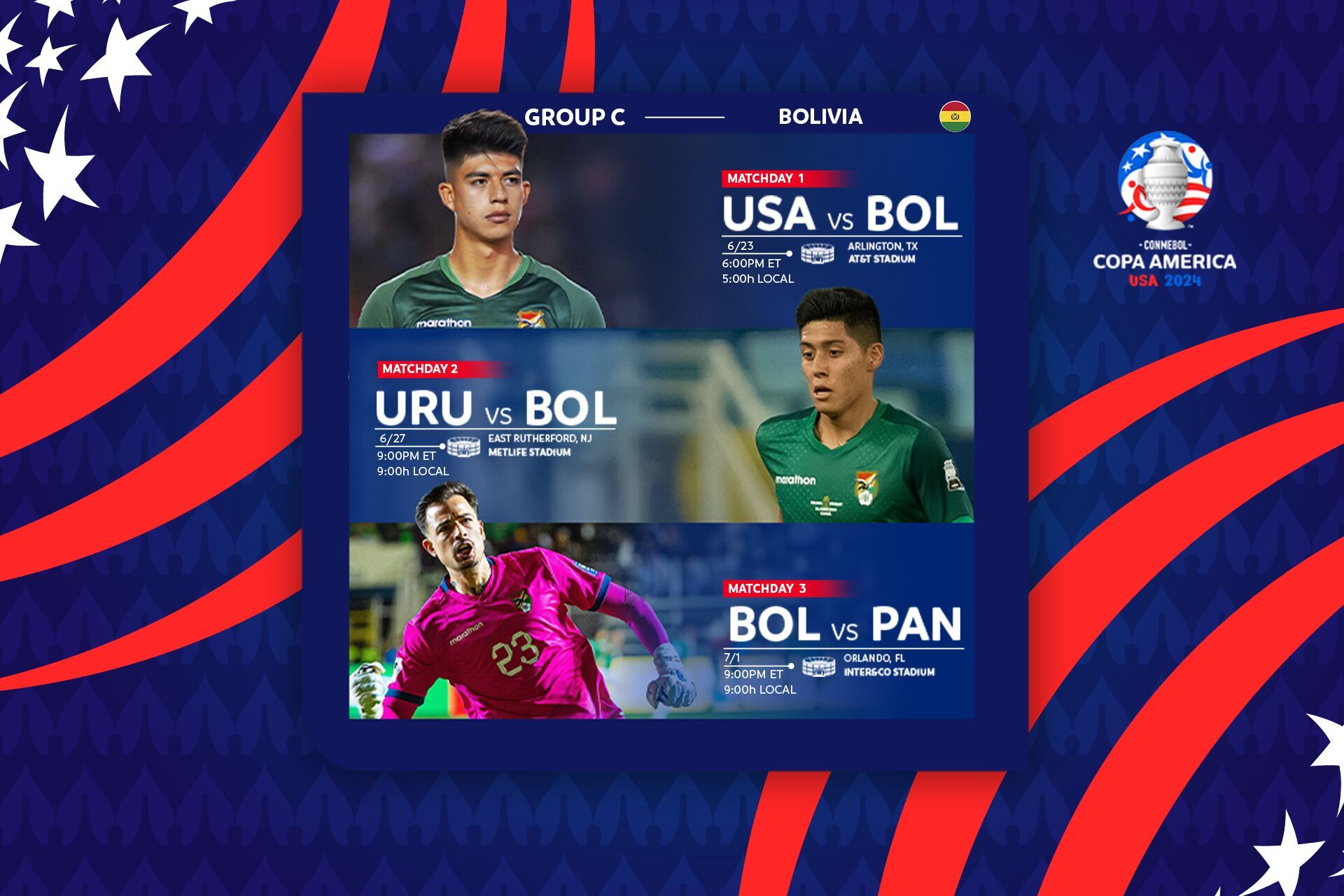 When does Bolivia play in the CONMEBOL Copa América™?