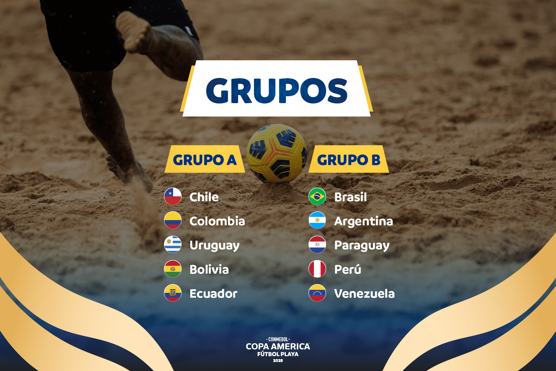 CONMEBOL Copa América Fútbol Playa 2025™: Grupos confirmados