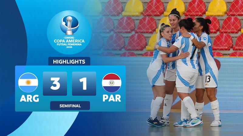 Thumbnail do vídeo: ARGENTINA 3-1 PARAGUAI | Melhores Momentos | CONMEBOL Copa América Futsal Femenina 2025™