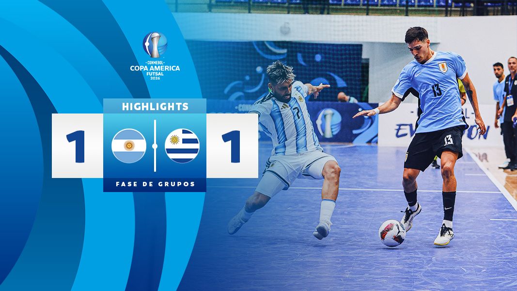 Thumbnail do vídeo: ARGENTINA 1 - 1 URUGUAY | HIGHLIGHTS | CONMEBOL COPA AMÉRICA FUTSAL 2026™
