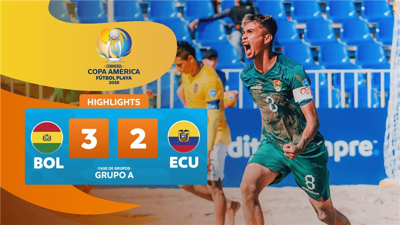 Thumbnail do vídeo: BOLIVIA 3-2 ECUADOR | Highlights | CONMEBOL Copa América Fútbol Playa 2025™