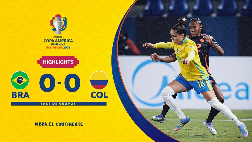 Thumbnail do vídeo: BRASIL 0-0 COLÔMBIA | Melhores Momentos | CONMEBOL Copa América Femenina 2025™