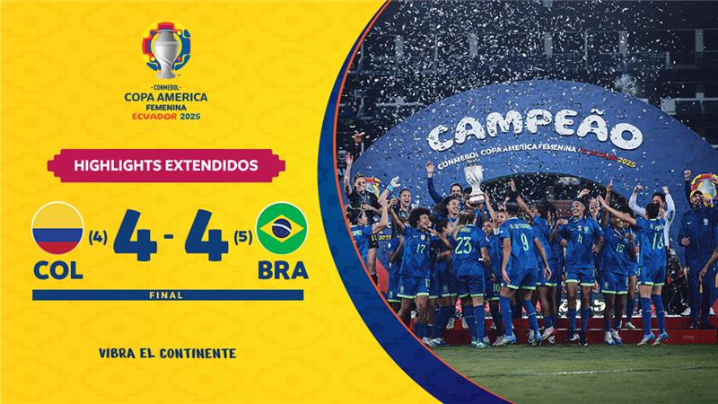 Thumbnail do vídeo: COLÔMBIA (4) 4-4 (5) BRASIL | Melhores Momentos | FINAL CONMEBOL Copa América Feminina 2025™