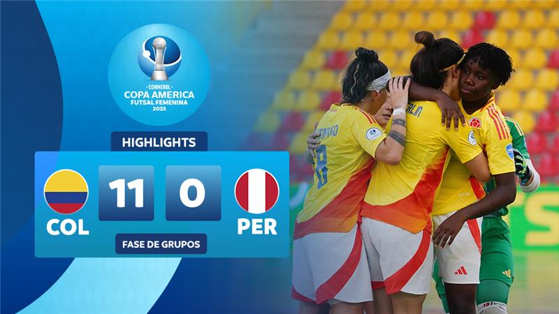 Thumbnail do vídeo: COLÔMBIA 11-0 PERU | Melhores Momentos | CONMEBOL Copa América Futsal Femenina 2025™