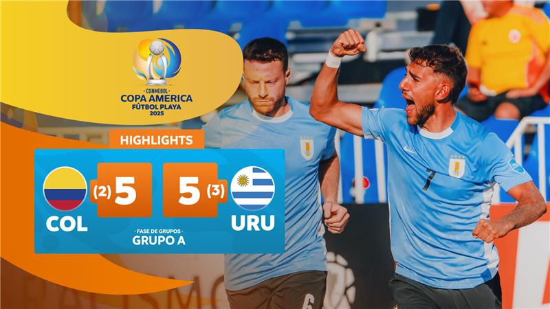 Thumbnail do vídeo: COLOMBIA (2) 5-5 (3) URUGUAY | Highlights | CONMEBOL Copa América Fútbol Playa 2025™
