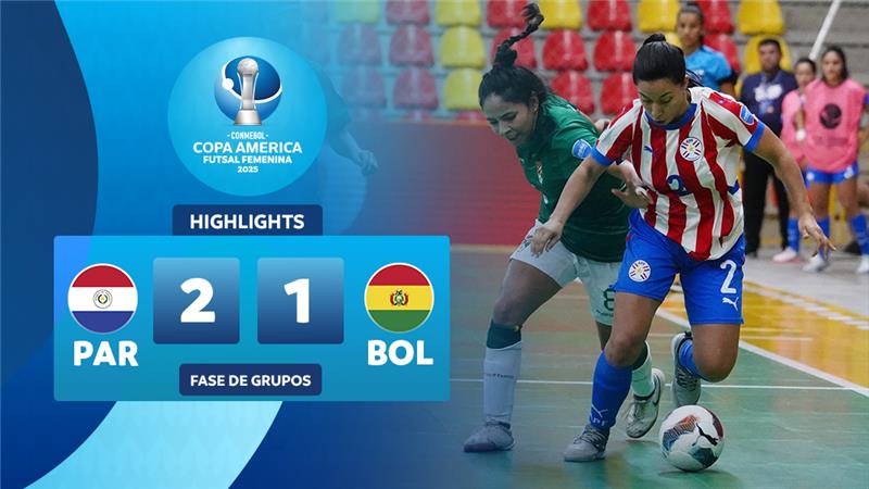 Thumbnail do vídeo: PARAGUAI 2-1 BOLÍVIA | Melhores Momentos | CONMEBOL Copa América Futsal Femenina 2025™