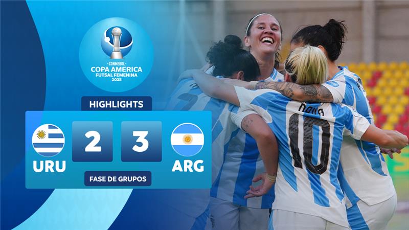 Thumbnail do vídeo: URUGUAI 2-3 ARGENTINA | Melhores Momentos | CONMEBOL Copa América Futsal Femenina 2025™