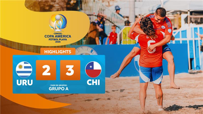 Thumbnail do vídeo: URUGUAY 2-3 CHILE | Highlights | CONMEBOL Copa América Fútbol Playa 2025™