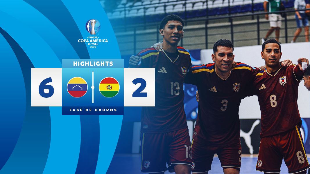 Thumbnail do vídeo: VENEZUELA 6 - 2 BOLIVIA | HIGHLIGHTS | CONMEBOL COPA AMÉRICA FUTSAL 2026™