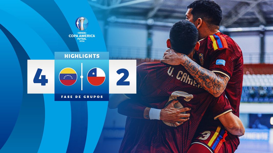 Thumbnail do vídeo: VENEZUELA 4 - 2 CHILE | HIGHLIGHTS | CONMEBOL COPA AMÉRICA FUTSAL 2026™