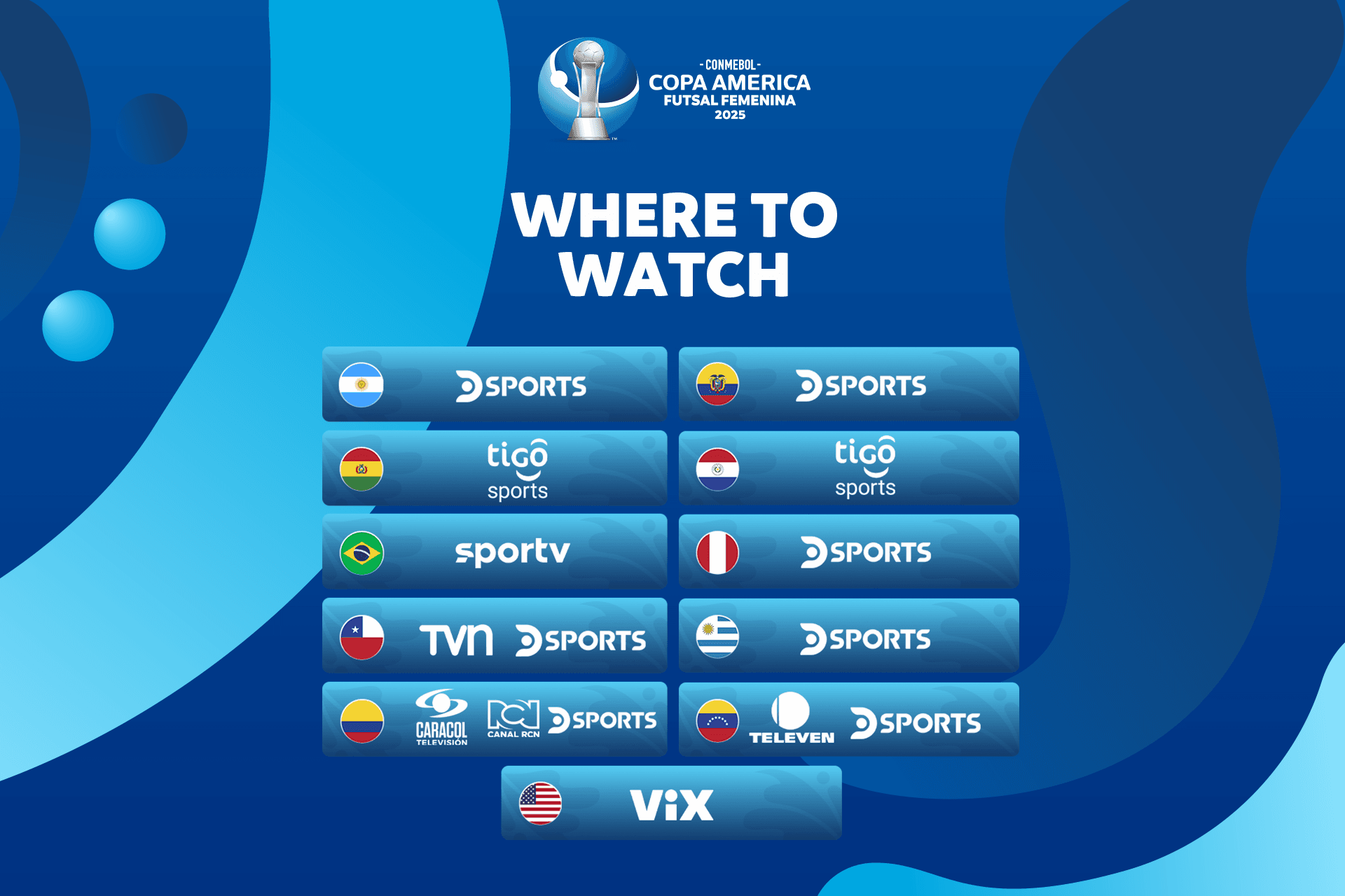 Where to Watch the CONMEBOL Copa América Futsal Femenina 2025™?