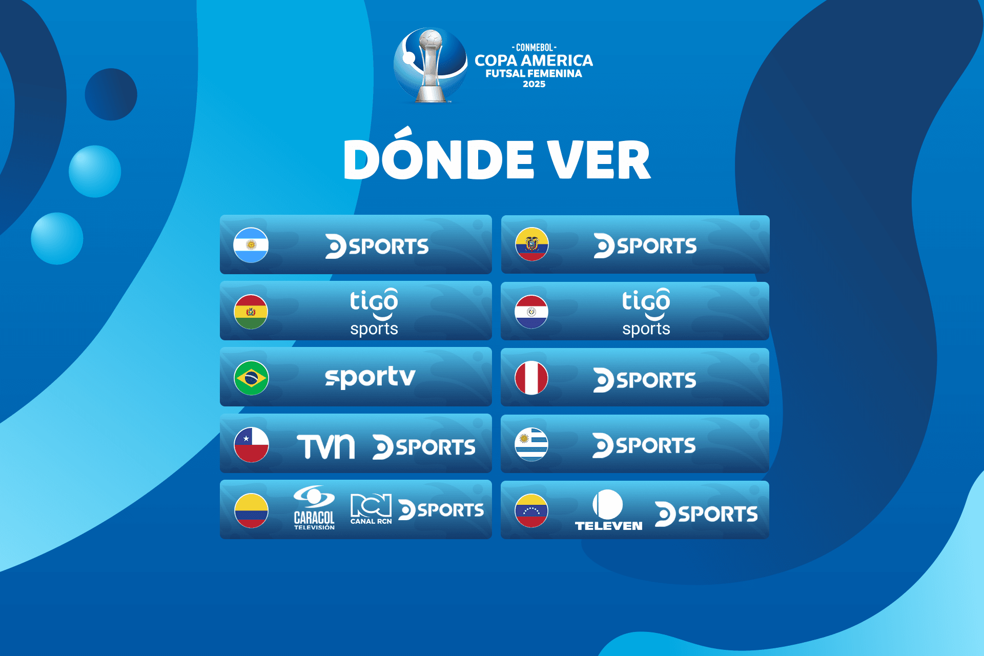 ¿Dónde ver la CONMEBOL Copa América Futsal Femenina 2025™?
