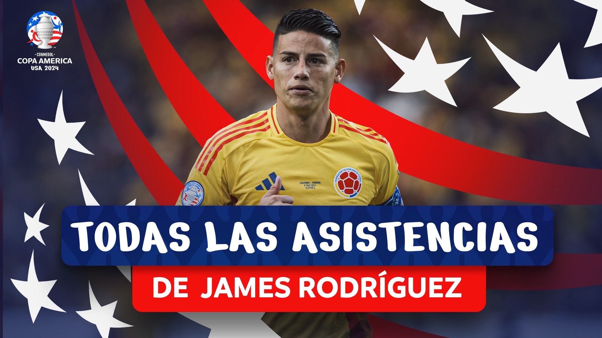 Thumbnail do vídeo: TODAS AS 6 ASSISTÊNCIAS DE JAMES RODRÍGUEZ | CONMEBOL COPA AMÉRICA USA 2024™